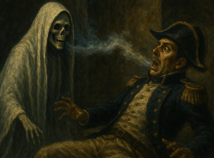 La Llorona mostrando su rostro de calavera