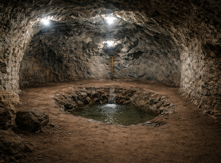Gran cámara subterránea con venero principal bajo la Hacienda del Marqués en Querétaro