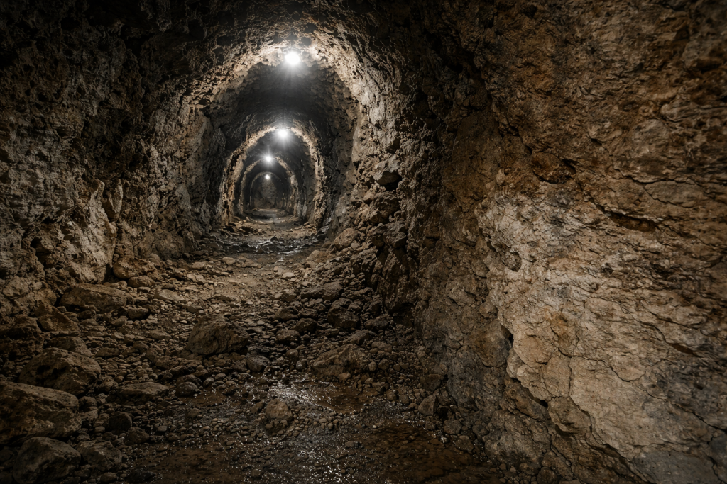 Túnel histórico subterráneo bajo la Hacienda del Marqués en Querétaro