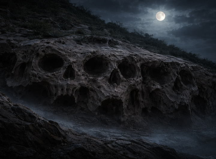 Calaveras en el mar bajo la luna en Baja California Sur