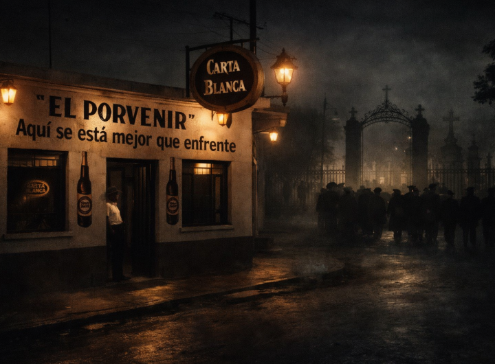 Restaurante El Porvenir frente al panteón municipal de Tampico en los años cuarenta