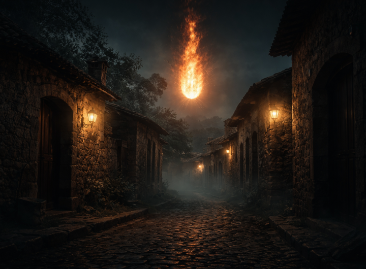 Bola de fuego descendiendo en callejón de la Cantería