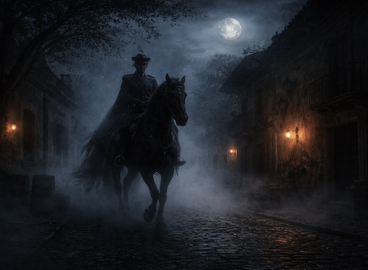 Aparición del general Mirafuentes cabalgando en la noche