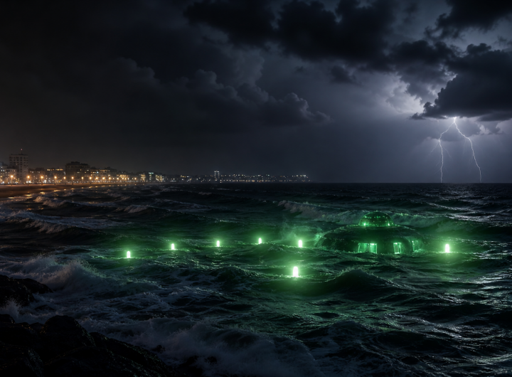 Luces extrañas emergiendo del mar en Playa Miramar durante la noche